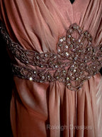 Vintage Mermaid V Neckline Pink Backless Long Prom Gown Fairy Prom Dresses