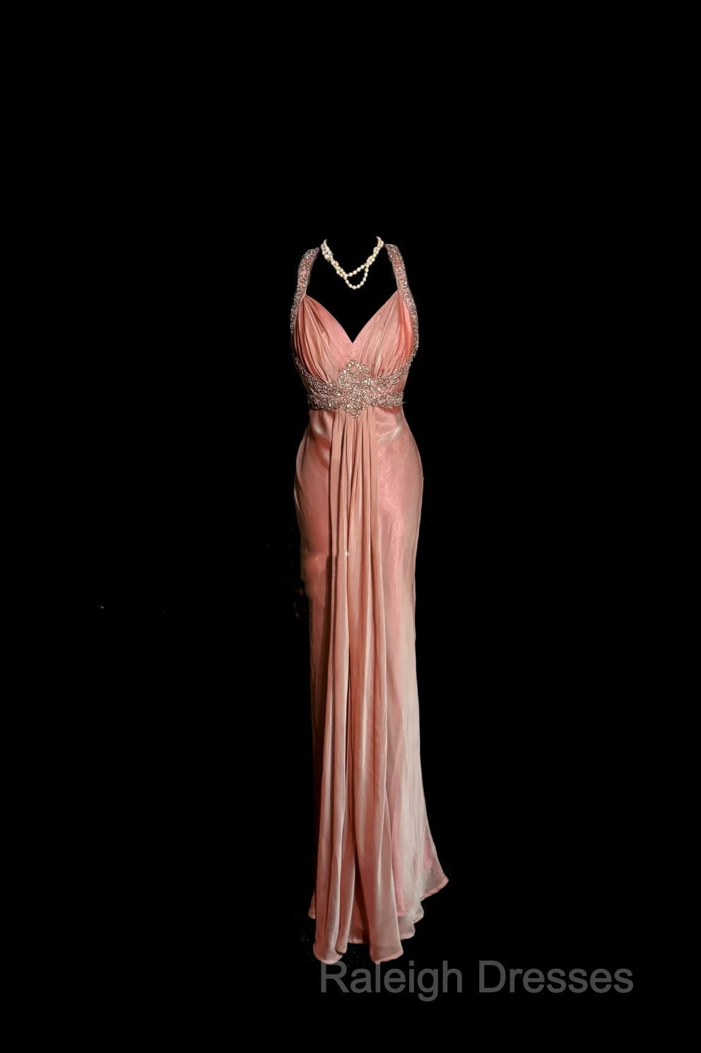 Vintage Mermaid V Neckline Pink Backless Long Prom Gown Fairy Prom Dress