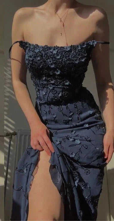 Vintage Navy Blue Spaghetti Straps Prom Dresses Mermaid 17Th Birthday Outfits Secondary image