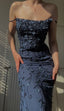 Vintage Navy Blue Spaghetti Straps Prom Dresses Mermaid 17Th Birthday Outfits