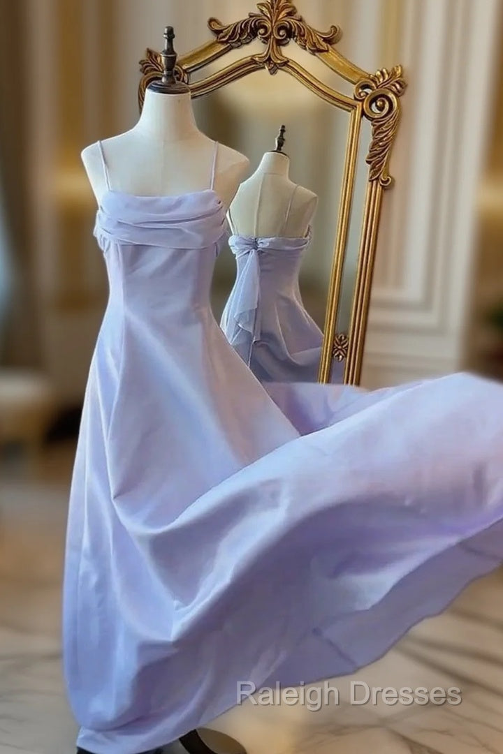 Vintage Purple Satin Spaghetti Straps Gown Fairy Dress