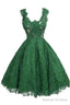 Vintage Scoop Knee-Length Sleeveless Hunter Lace Homecoming Dresses