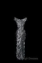 Vintage Sheath Off The Shoulder Silver Gray Sleeveless Long Prom Gown Fairy Prom Dress