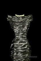 Vintage Sheath Off The Shoulder Silver Gray Sleeveless Long Prom Gown Fairy Prom Dress