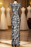 Vintage Sheath Off The Shoulder Silver Gray Sleeveless Long Prom Gown Fairy Prom Dress
