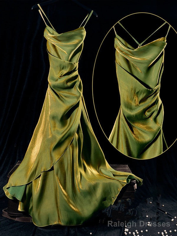 Vintage Sheath Spaghetti Straps Green Ankle Length Prom Dresses Birthday Outfits Secondary image