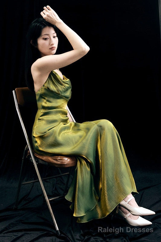 Vintage Sheath Spaghetti Straps Green Ankle Length Prom Dresses Birthday Outfits