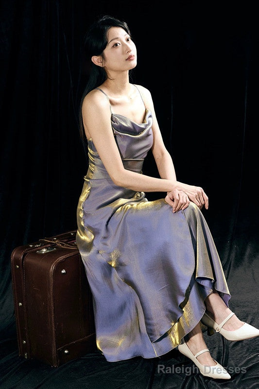 Vintage Sheath Spaghetti Straps Light Grape Ankle Length Prom Dresses Birthday Outfits Ssd473