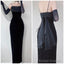 Vintage Sheath Straps Black Velvet Prom Dress