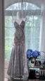 Vintage Silver-Grey Mermaid Backless Beaded Lace Long Formal Prom Dress