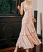 Vintage Spaghetti Straps Blue Chiffon Satin Ruffles Prom Dress Long Fairytale Prom Dress