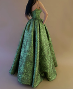Vintage Spaghetti Straps Green Prom Dresses Long Prom Dress