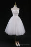 Vintage Style White Midi Casual Wedding Dresses Homecoming Dresses