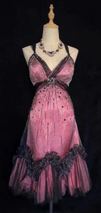 Vintage Tulle Beaded A-Line Birthday Dresses Spaghetti Straps Homecoming Dresses Cocktail Dresses