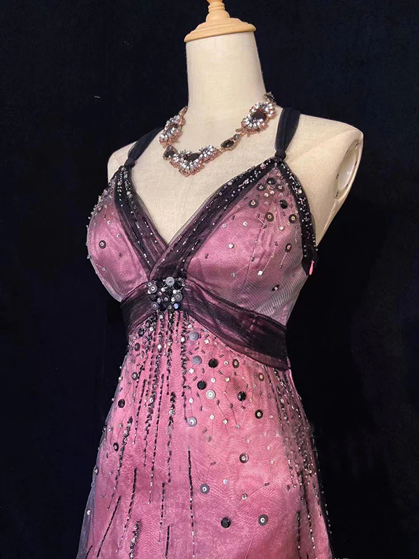 Vintage Tulle Beaded A-Line Birthday Dresses Spaghetti Straps Homecoming Dresses Cocktail Dresses