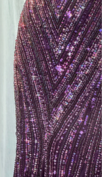 Vintage V Neck Dark Purple Chiffon Sequin Mermaid Long Prom Gowns Prom Dresses