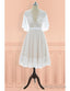 Vintage V-Neck Lace Knee Length Wedding Dress With Sleeves