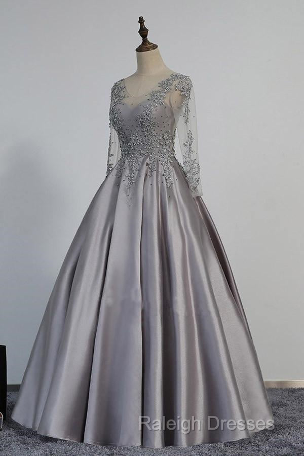 Vintage V-Neck Long Sleeves Appliques Beading Long Evening Dress Secondary image