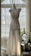 Vintage Ivory Beaded Chiffon Mermaid Prom Dresses