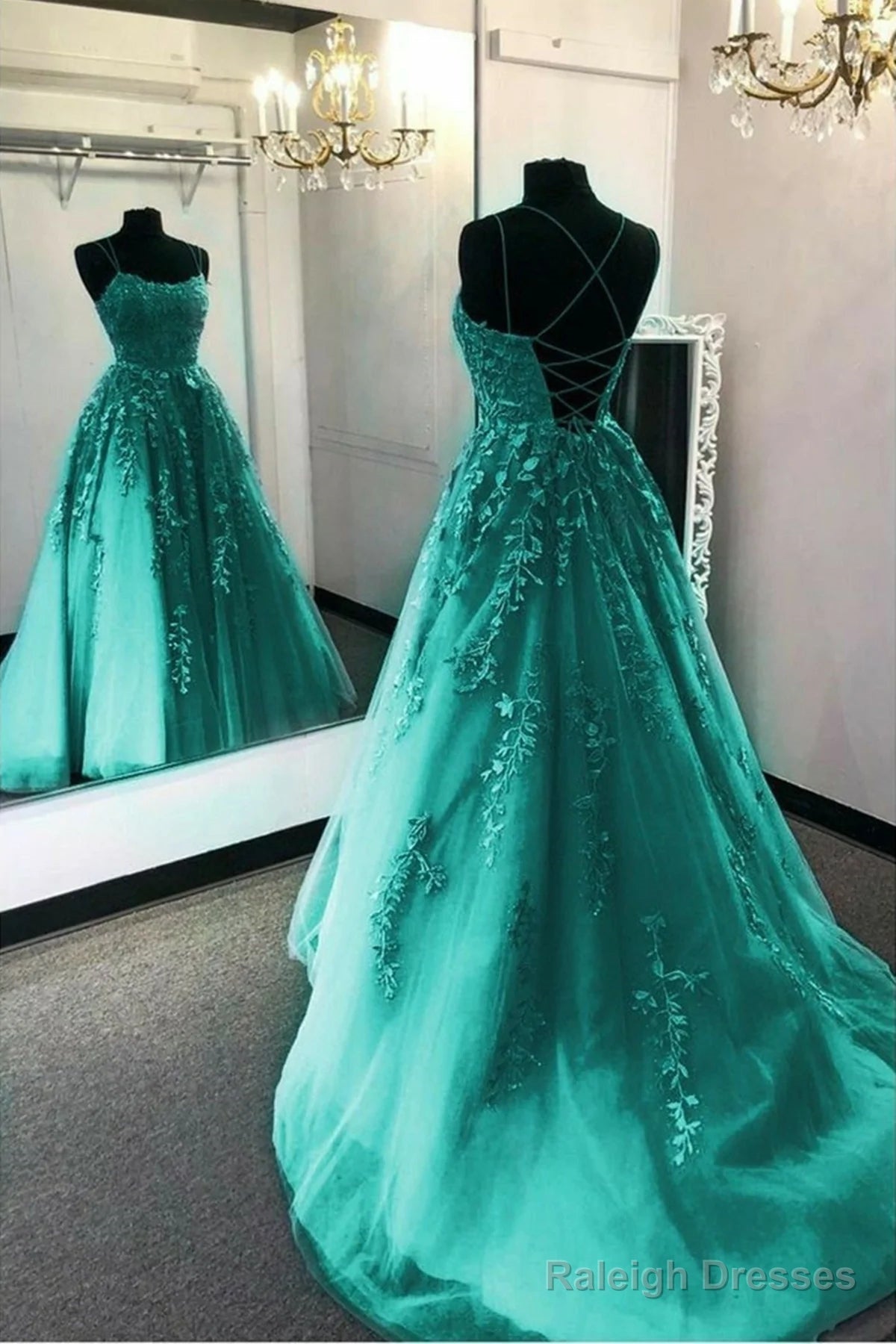 Violet Purple Lace Prom Dress Long A-Line Prom Gowns