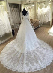 2025 Gorgeous A Line Long Sleeves V Neck Wedding Dresses