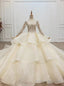 We Offer a Variety Of Tulle Sequins V-neck Long Sleeve Beading Champagne Wedding Dress