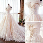 Wedding Dress Long Tulle Prom Dress With Lace Off The Shoulder