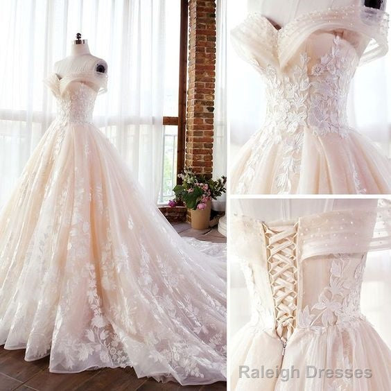 Wedding Dresses Long Tulle Prom Dresses With Lace Off The Shoulder