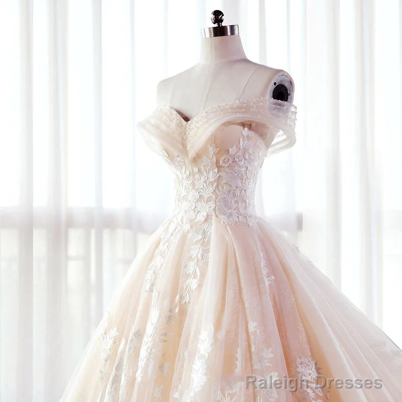 Wedding Dress Long Tulle Prom Dress With Lace Off The Shoulder