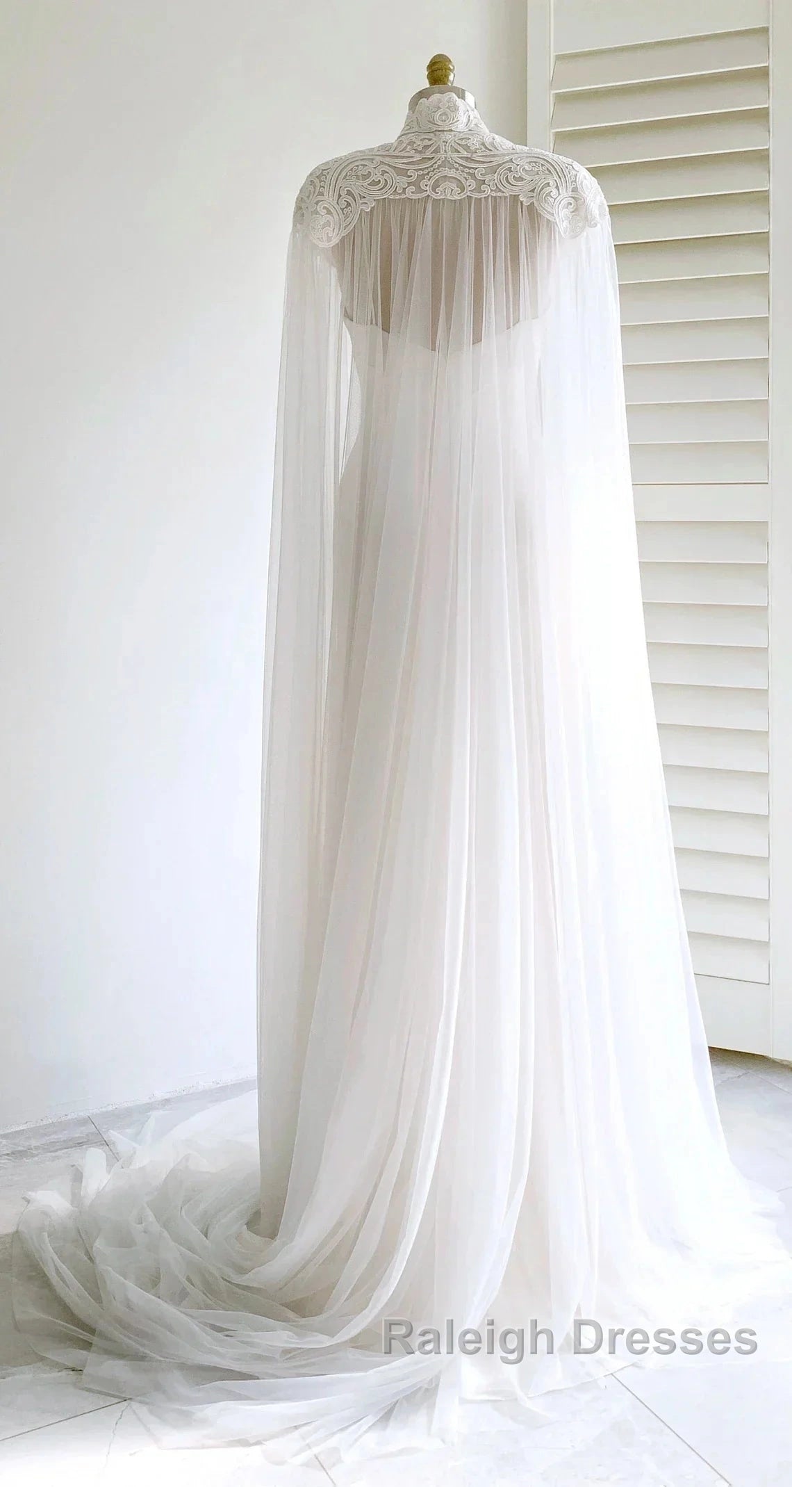 Weitese Dresses Prom Dresses Stores White Bridal Long Tulle Cape Sleeves With Embroidered Lace Appliques Long Wedding Dresses Prom Dresses Prom Wear Dress Secondary image