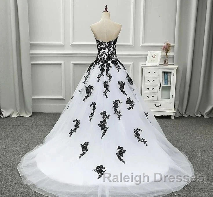 Weitese Formal WomenS Dresses Strapless Beautiful White And Black Long Prom Dress Ball Gown Wedding Dress Prom Clothing