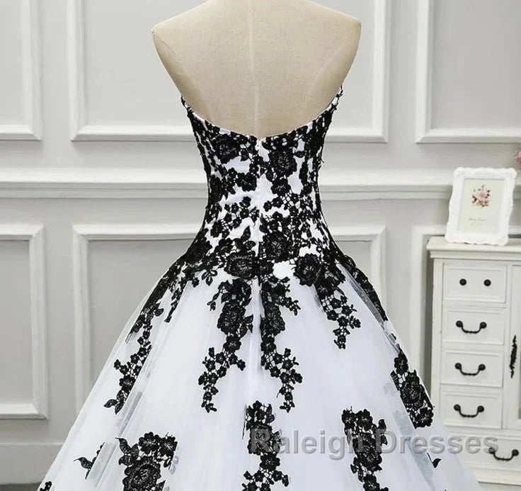 Weitese Formal WomenS Dresses Strapless Beautiful White And Black Long Prom Dress Ball Gown Wedding Dress Prom Clothing