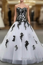 Weitese Formal WomenS Dresses Strapless Beautiful White And Black Long Prom Dress Ball Gown Wedding Dress Prom Clothing