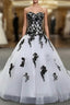 Weitese Formal WomenS Dresses Strapless Beautiful White And Black Long Prom Dress Ball Gown Wedding Dress Prom Clothing