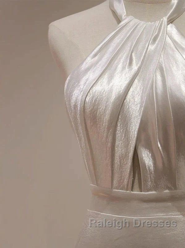 Weitese Formal WomenS Dresses White Halter Light Wedding Dresses Bride Dresses Fishtail Evening Dresses Prom Dress Stores