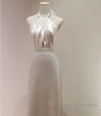 Weitese Formal WomenS Dresses White Halter Light Wedding Dresses Bride Dresses Fishtail Evening Dresses Prom Dress Stores