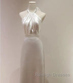 Weitese Prom WomenS Dress White Halter Light Wedding Dress Bride Dress Fishtail Prom Dress Stores