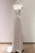 Weitese Prom WomenS Dress White Halter Light Wedding Dress Bride Dress Fishtail Prom Dress Stores