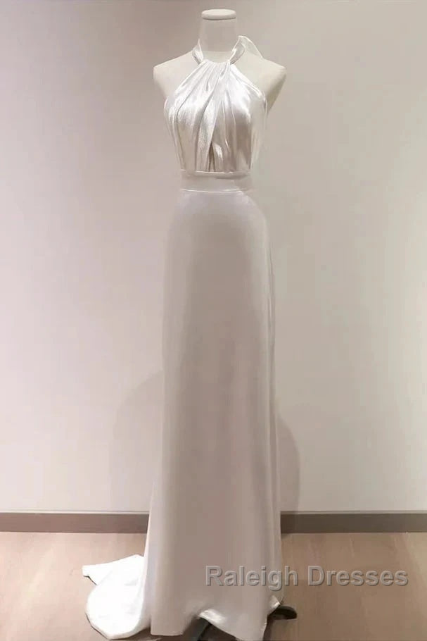 Weitese Prom WomenS Dress White Halter Light Wedding Dress Bride Dress Fishtail Prom Dress Stores