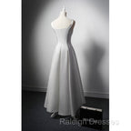 White A Line Satin Prom Dress French Style Formal Dress