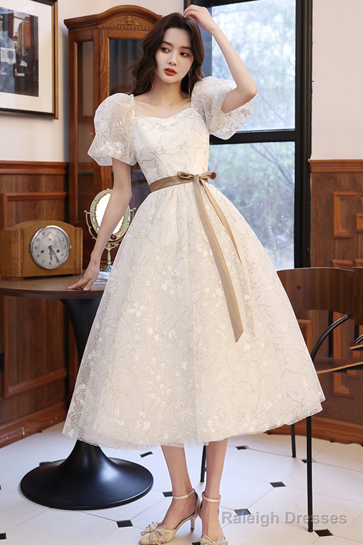 White A-Line Short Prom Dresses, White Party Dresses Main image