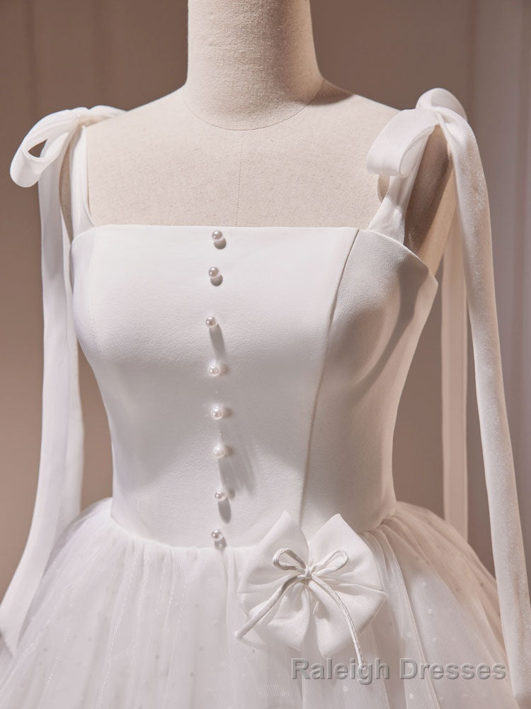 White A Line Tulle Short Prom Dress, Cute White Homecoming Dress