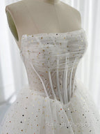 White A-Line Tulle Star Short Prom Dress, White Cute Homecoming Dress