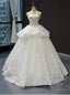 White Ball Gowns Lace Sequins Strapless Sleeveless Wedding Dress