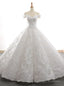 White Ball Gown Tulle Lace Appliques Off the Shoulder Prom Dress