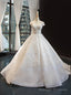 White Ball Gowns Tulle Lace Cap Sleeve Luxury Wedding Dress