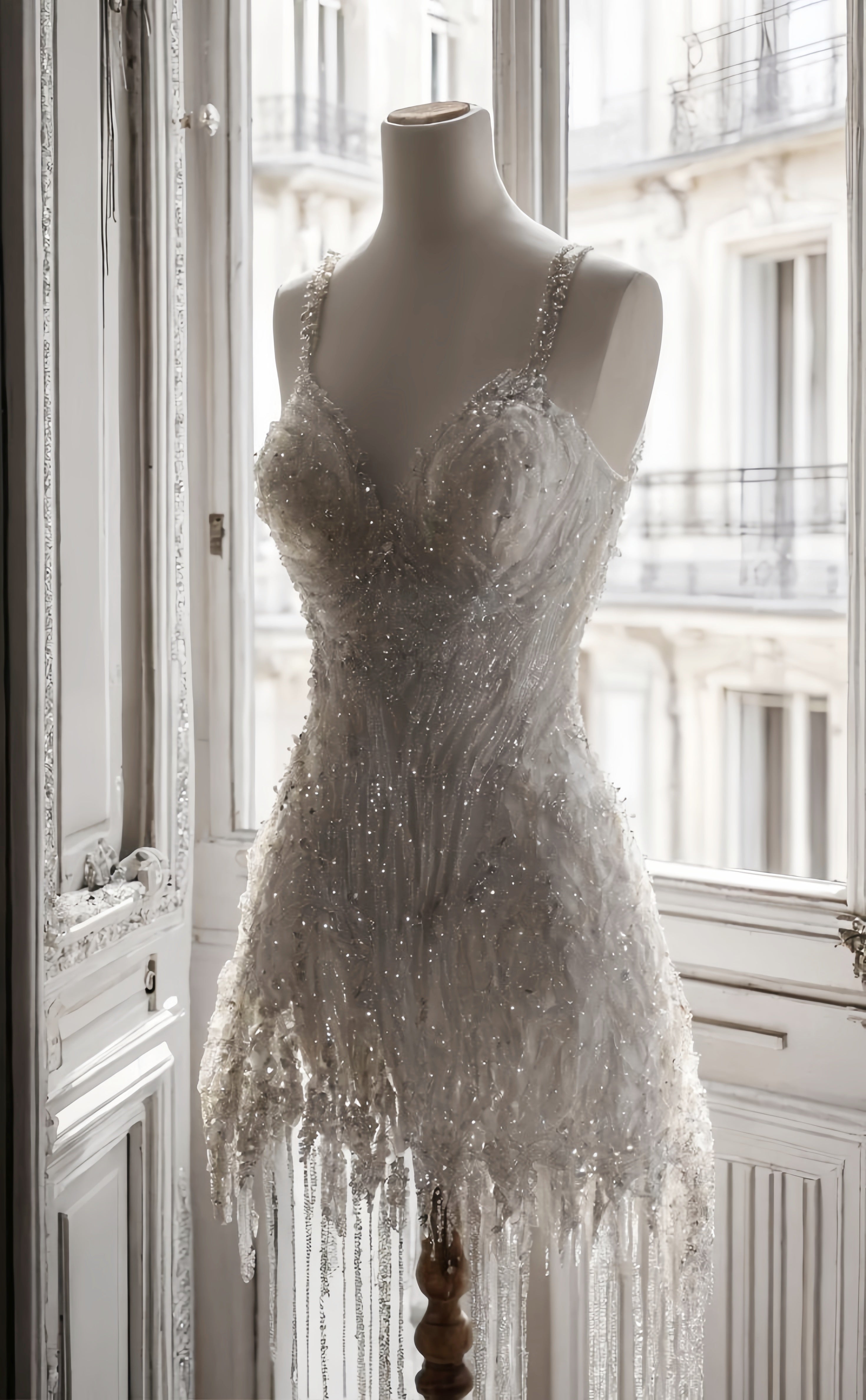 White Beaded Short Prom Dresses