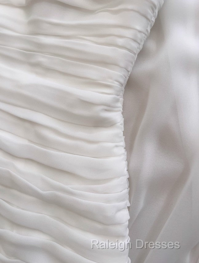 White Bodycon Dress Strapless Chiffon Long Prom Dress Simple Evening Dress