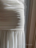 White Bodycon Dress Strapless Chiffon Long Prom Dress Simple Evening Dress