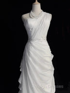 White Bodycon Satin Tulle Long Prom Dress Simple Wedding Dress